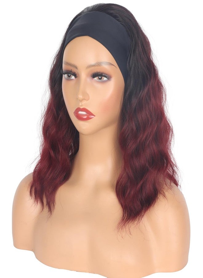 SYMEIW Short Red Wavy Headband Wig For Black Women Synthetic Black To Red Half Wigs With Headband Attached Daily Use Wig - Image 5